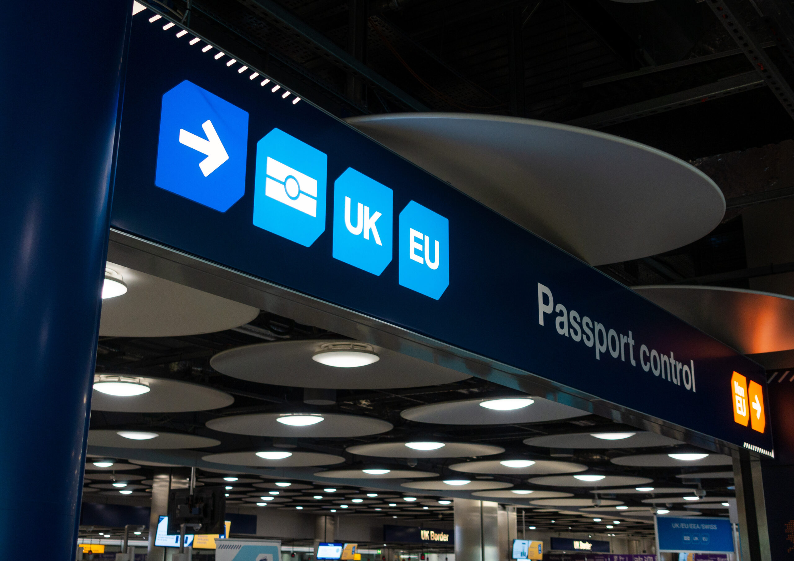 Passport Control and the United KIngdom, UK Border Control at Heathrow Airport Terminal 5, London, England, Great Britain, Europe